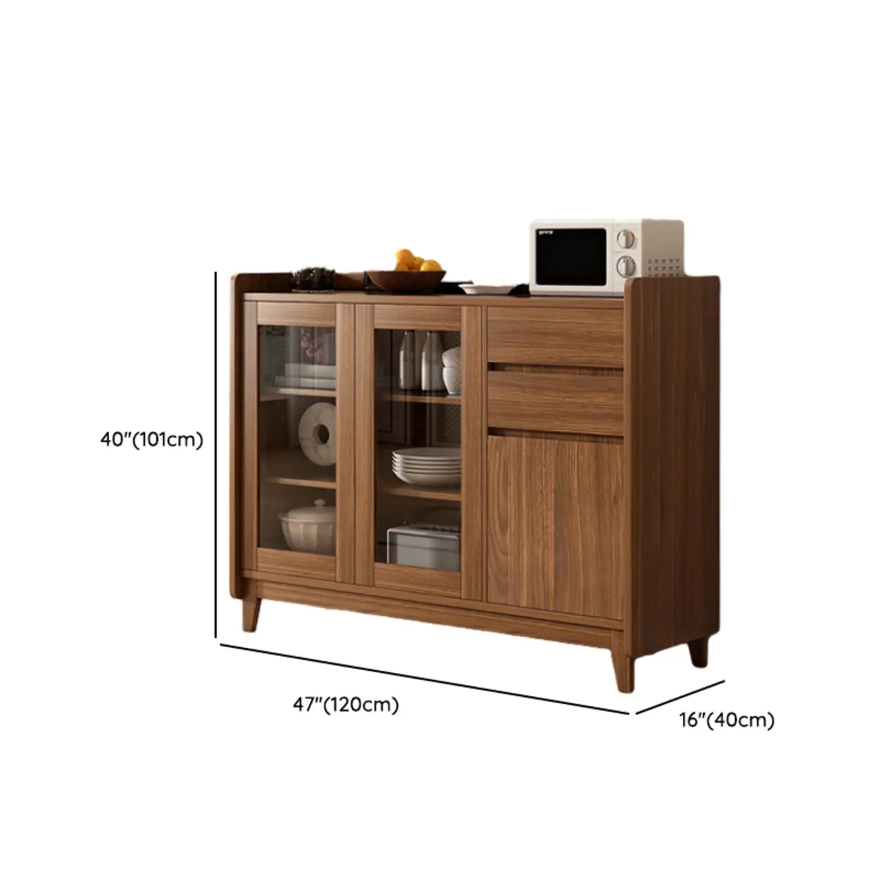 Classic Rectangular Brown Wood Short China Cabinet
