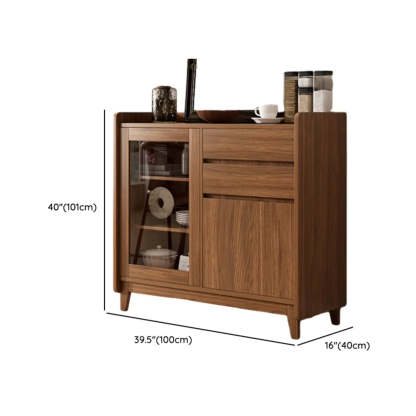 Classic Rectangular Brown Wood Short China Cabinet