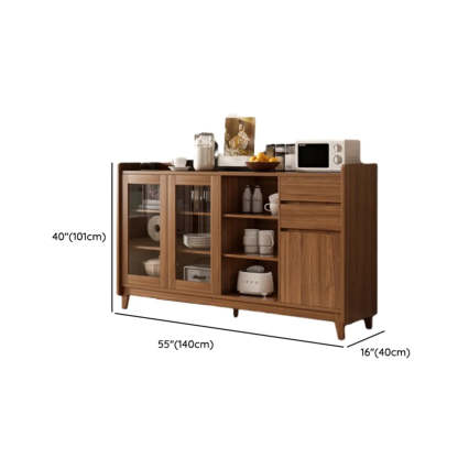 Classic Rectangular Brown Wood Short China Cabinet