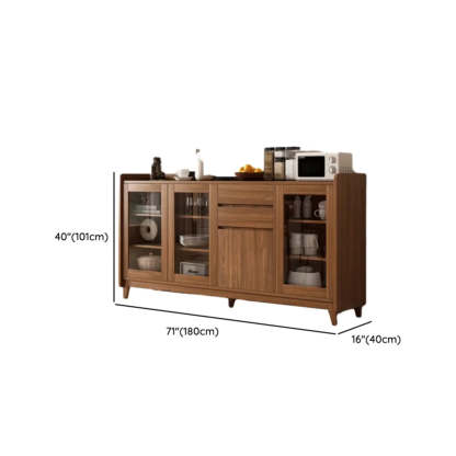 Classic Rectangular Brown Wood Short China Cabinet