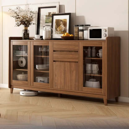 Classic Rectangular Brown Wood Short China Cabinet
