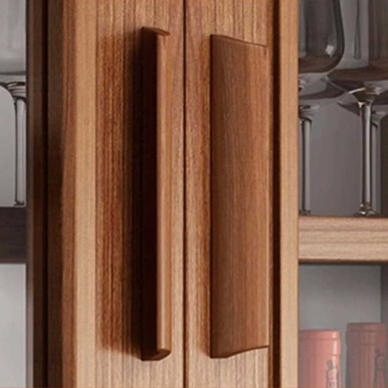 Classic Brown Wood Rectangular Wine Cabinet — Walnut