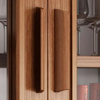 Classic Brown Wood Rectangular Wine Cabinet — Walnut