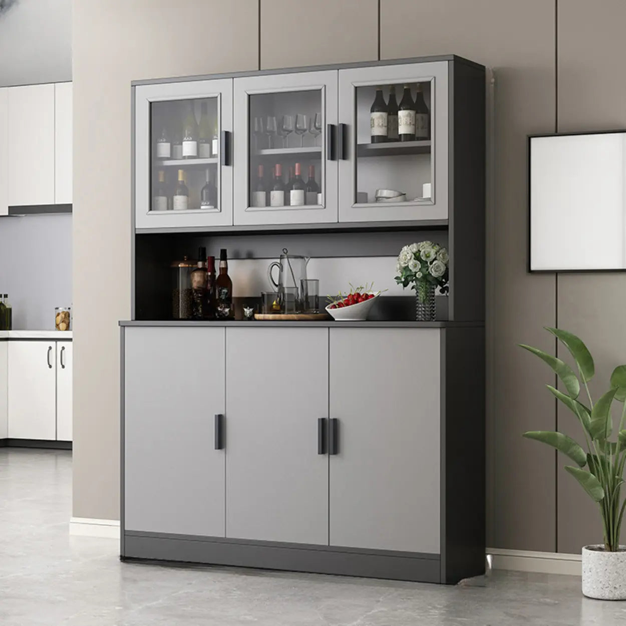 Classic Brown Wood Rectangular Wine Cabinet