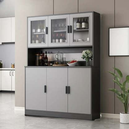 Classic Brown Wood Rectangular Wine Cabinet
