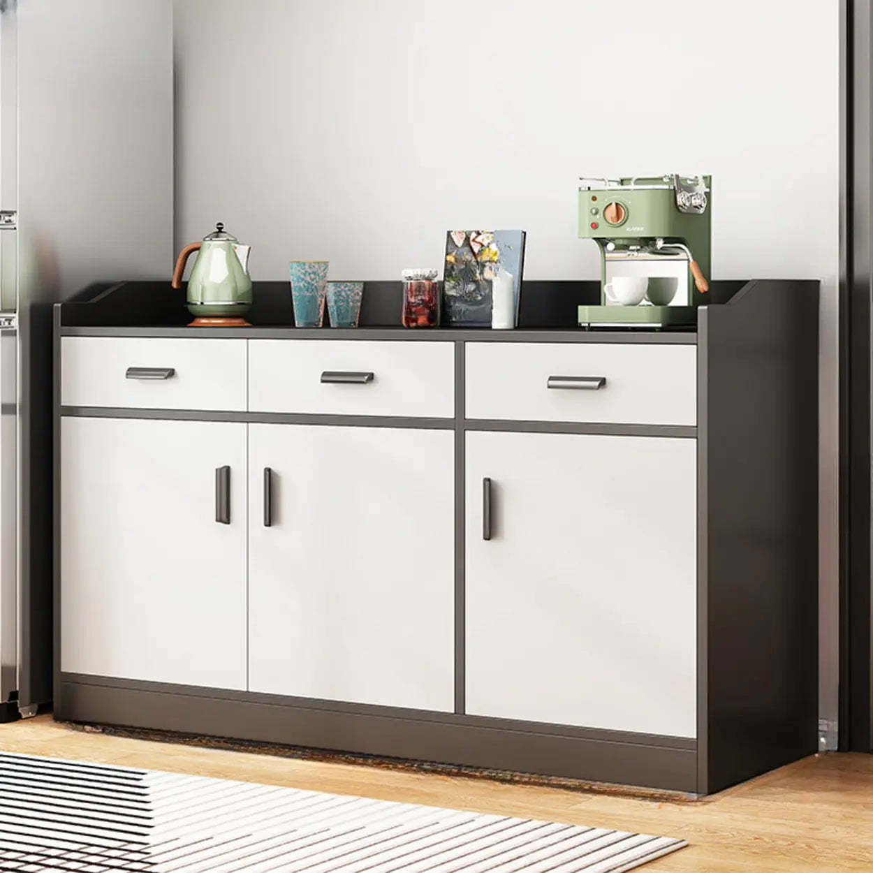 Classic Brown Wood Rectangular Wine Cabinet