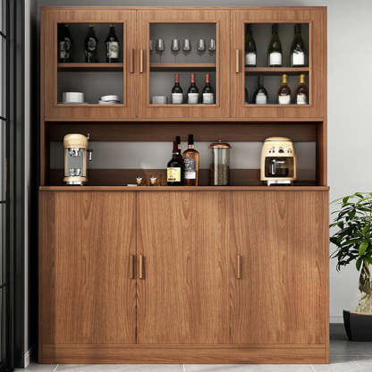 Classic Brown Wood Rectangular Wine Cabinet — Walnut