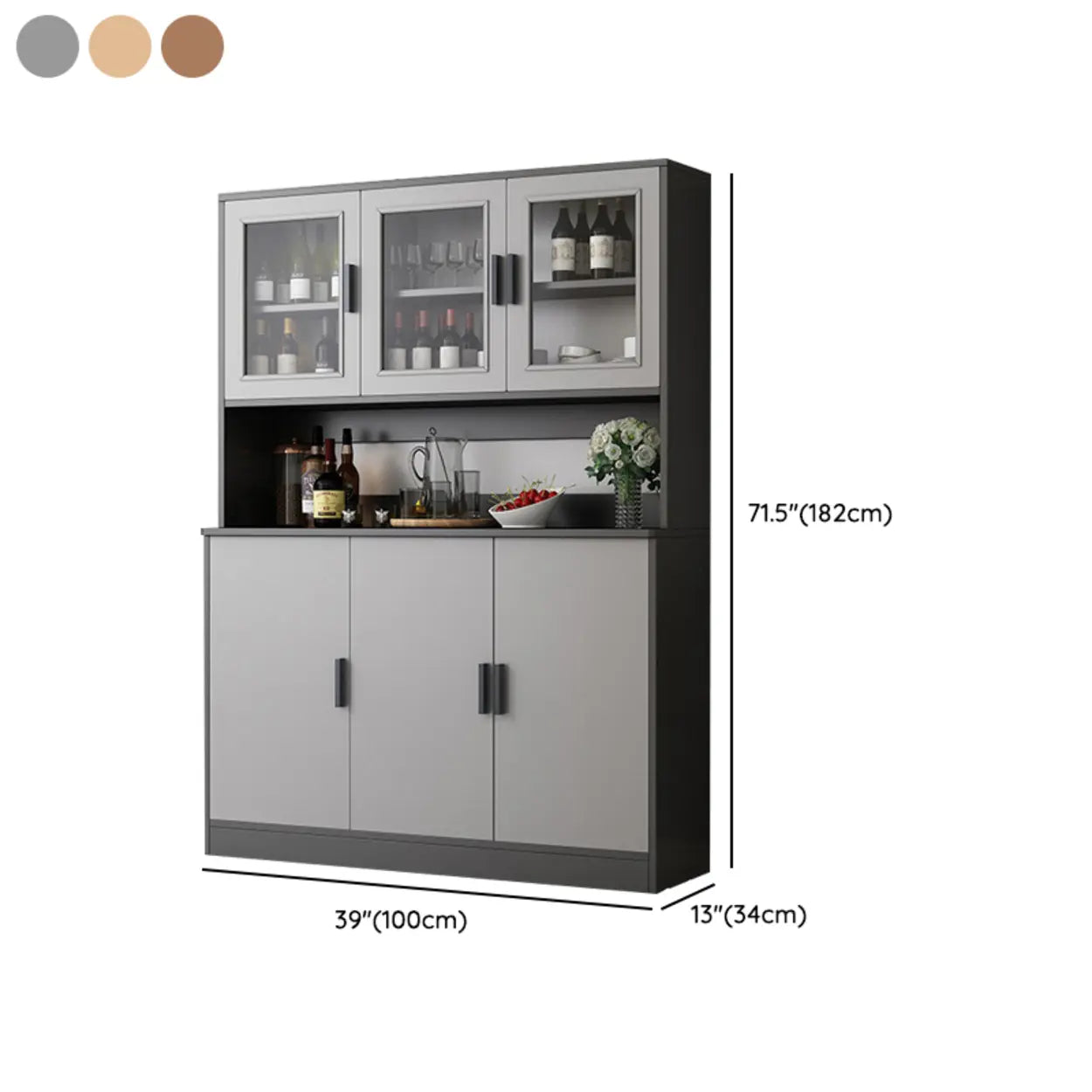 Classic Brown Wood Rectangular Wine Cabinet