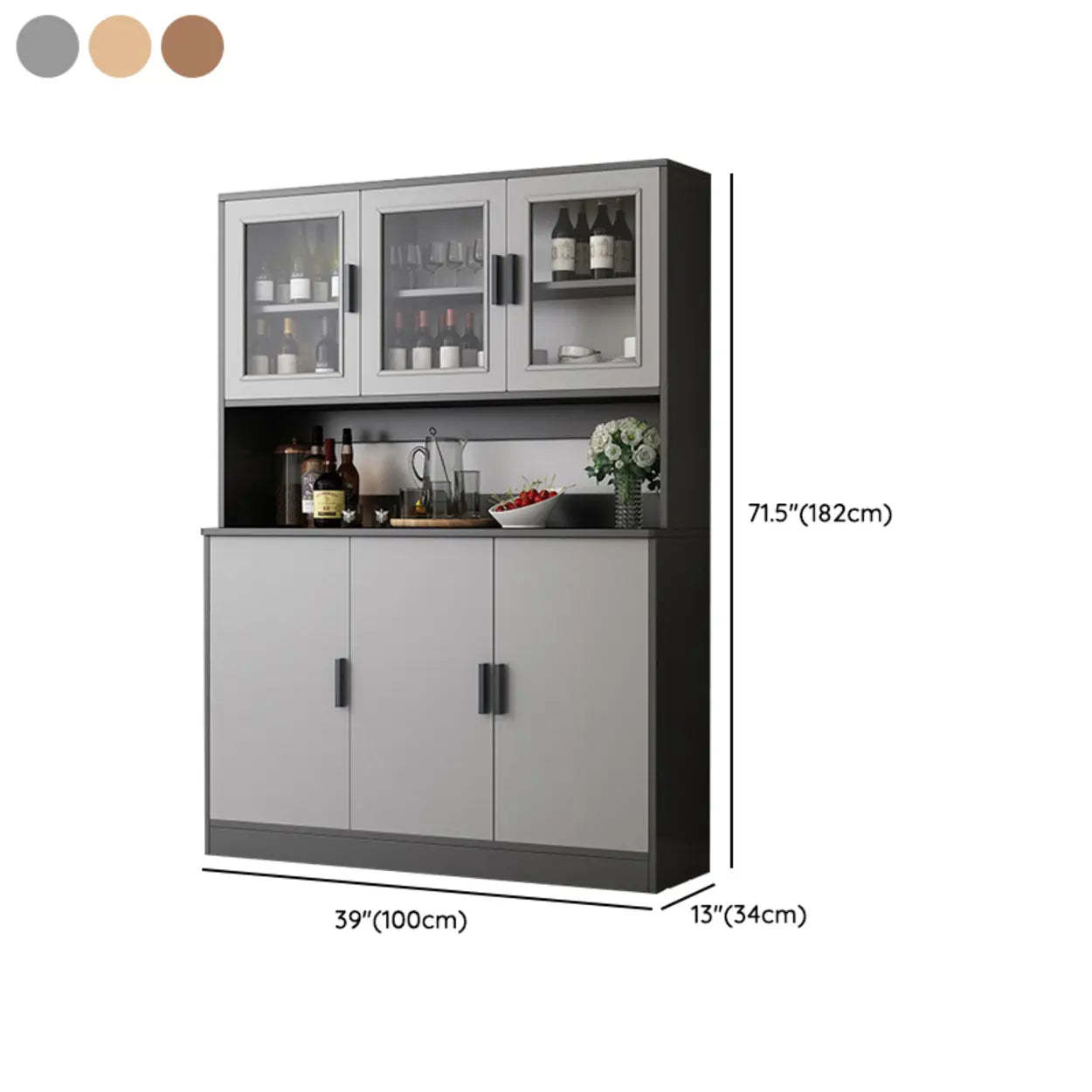 Classic Brown Wood Rectangular Wine Cabinet