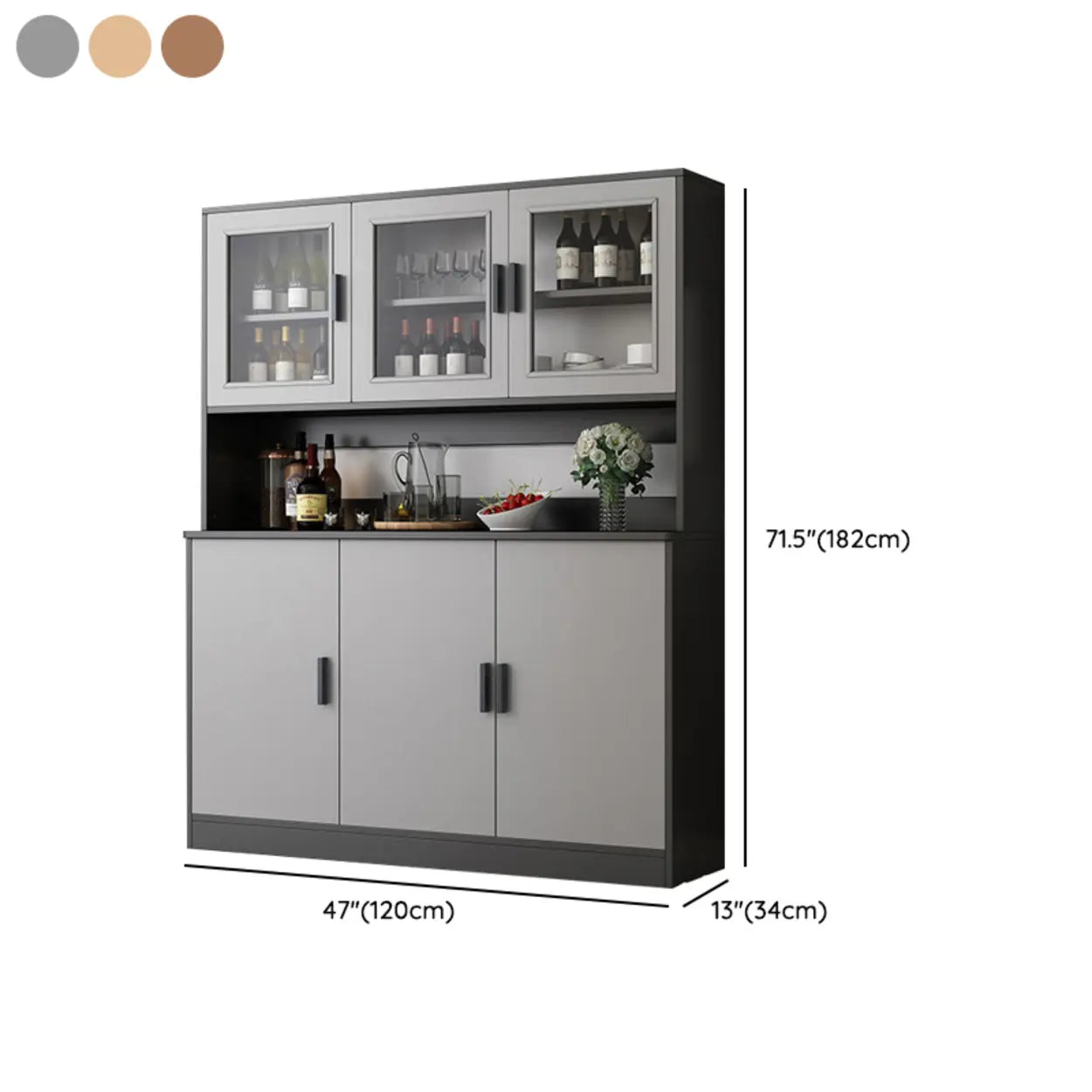 Classic Brown Wood Rectangular Wine Cabinet