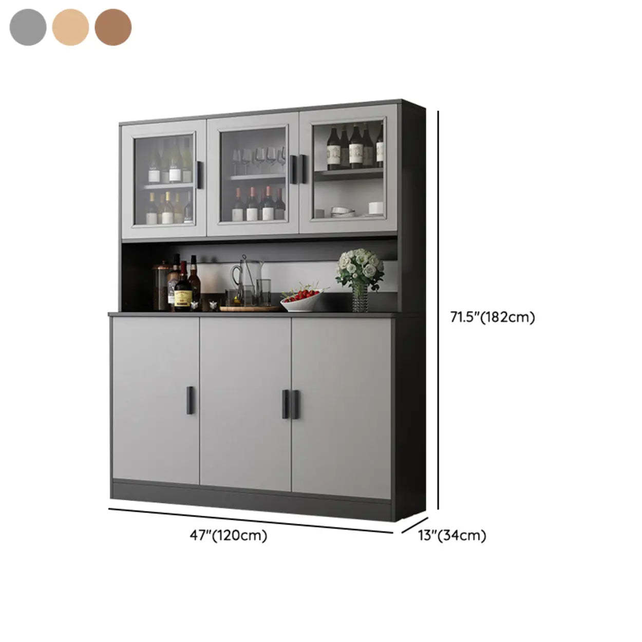 Classic Brown Wood Rectangular Wine Cabinet
