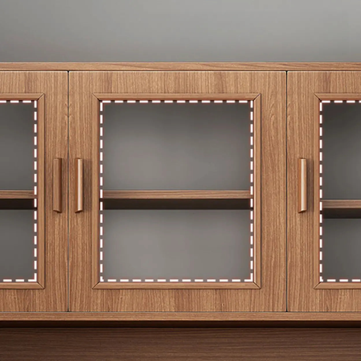 Classic Brown Wood Rectangular Wine Cabinet — Walnut