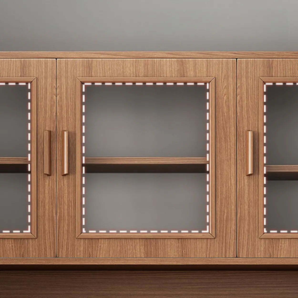 Classic Brown Wood Rectangular Wine Cabinet — Walnut