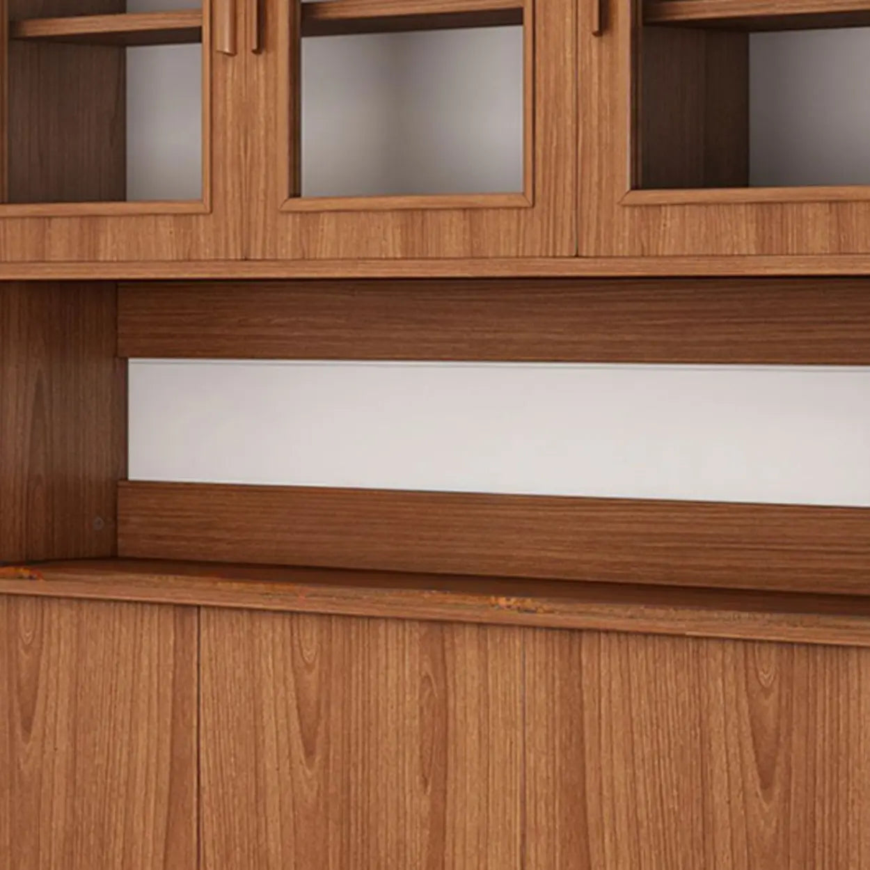 Classic Brown Wood Rectangular Wine Cabinet — Grey