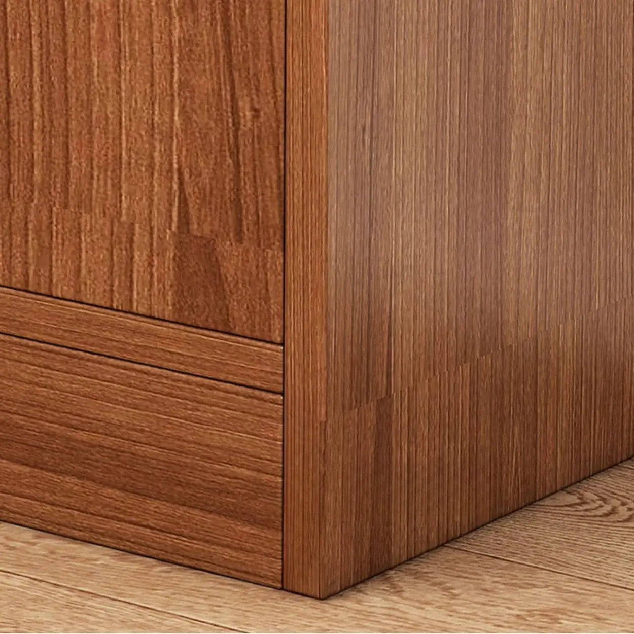 Classic Brown Wood Rectangular Wine Cabinet — Natural Finish