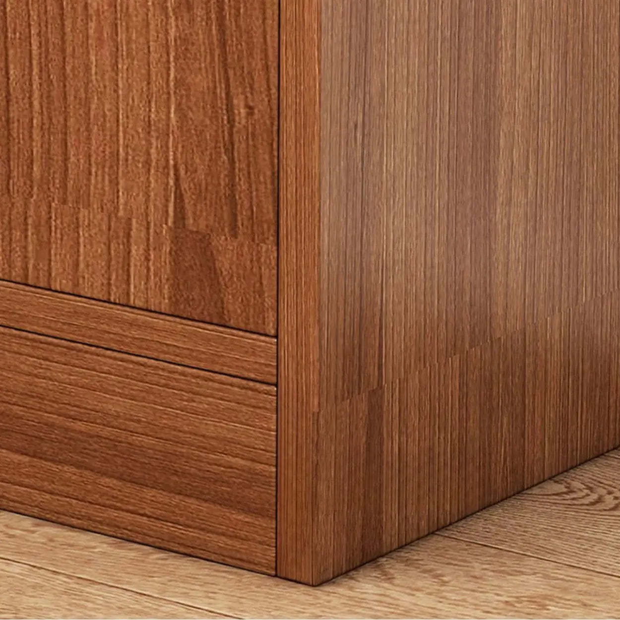 Classic Brown Wood Rectangular Wine Cabinet — Natural Finish
