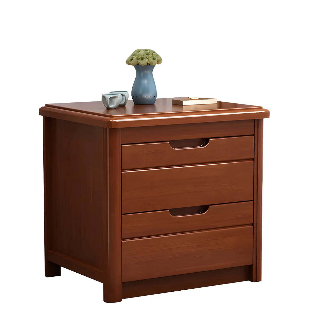 Classic Rectangular Wood Storage Nightstand — Natural / 2 Piece Set