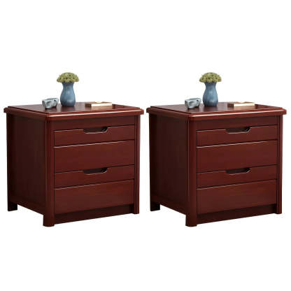 Classic Rectangular Wood Storage Nightstand — Brown / 1 Piece