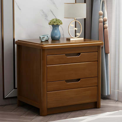 Classic Rectangular Wood Storage Nightstand — Dark Walnut / 2 Piece Set