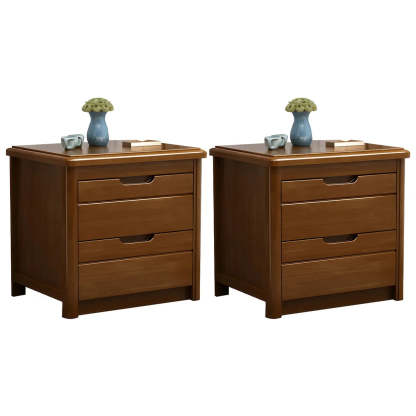 Classic Rectangular Wood Storage Nightstand — Nut-Brown / 1 Piece