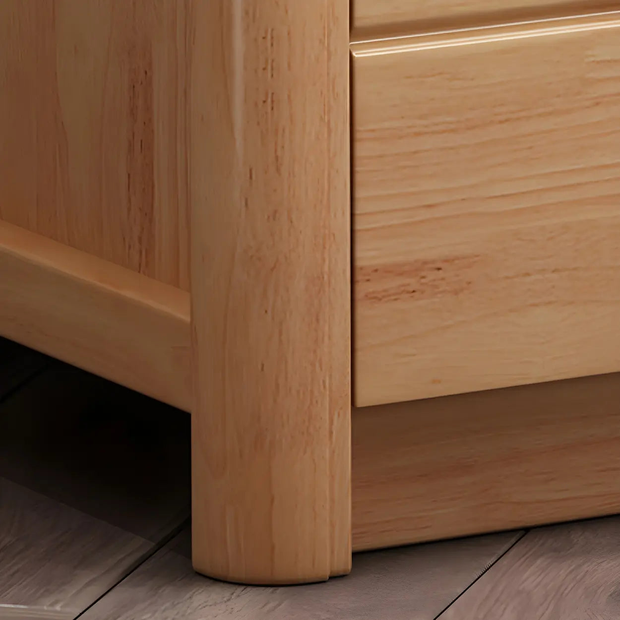 Classic Rectangular Wood Storage Nightstand — Medium Wood / 2 Piece Set