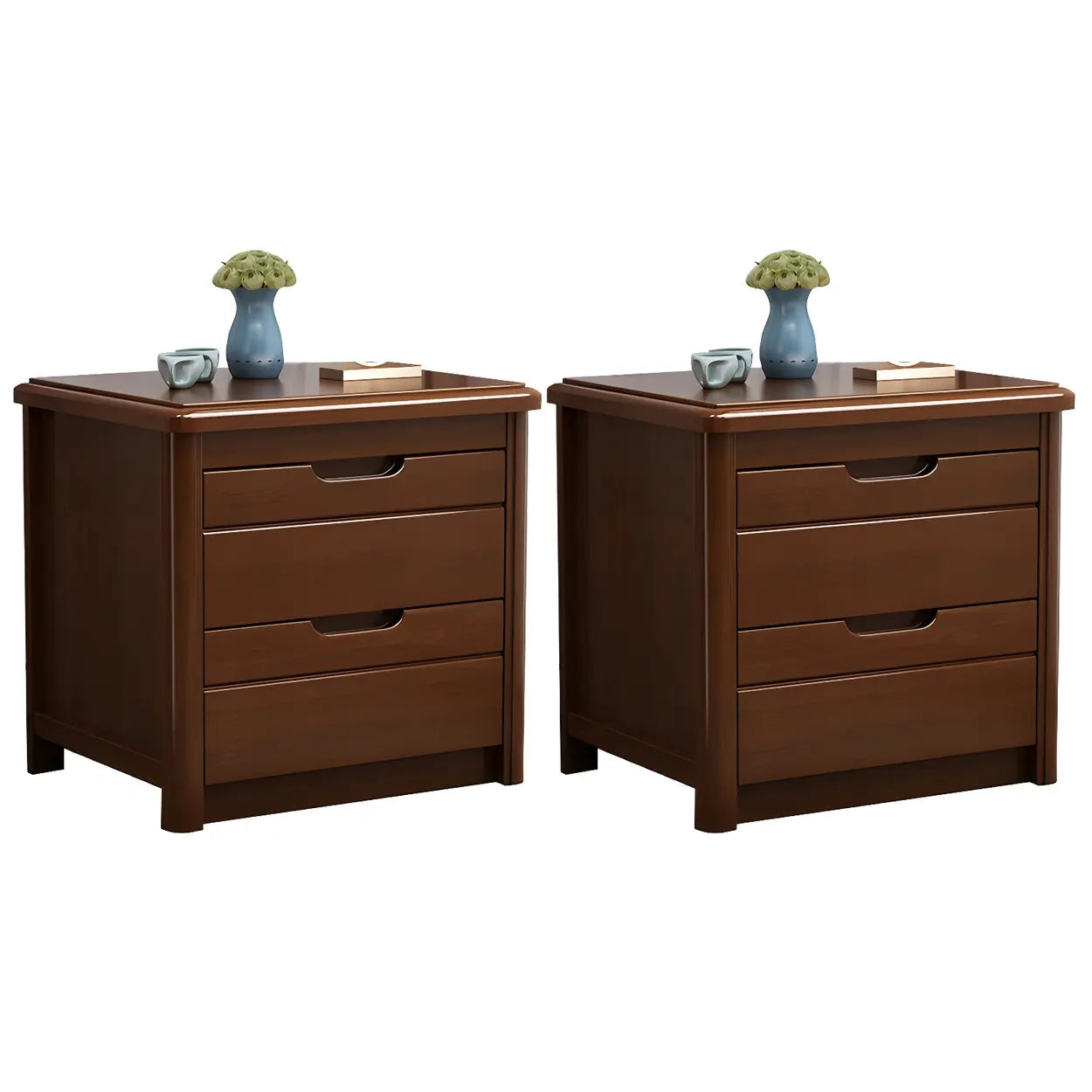 Classic Rectangular Wood Storage Nightstand — Natural / 1 Piece