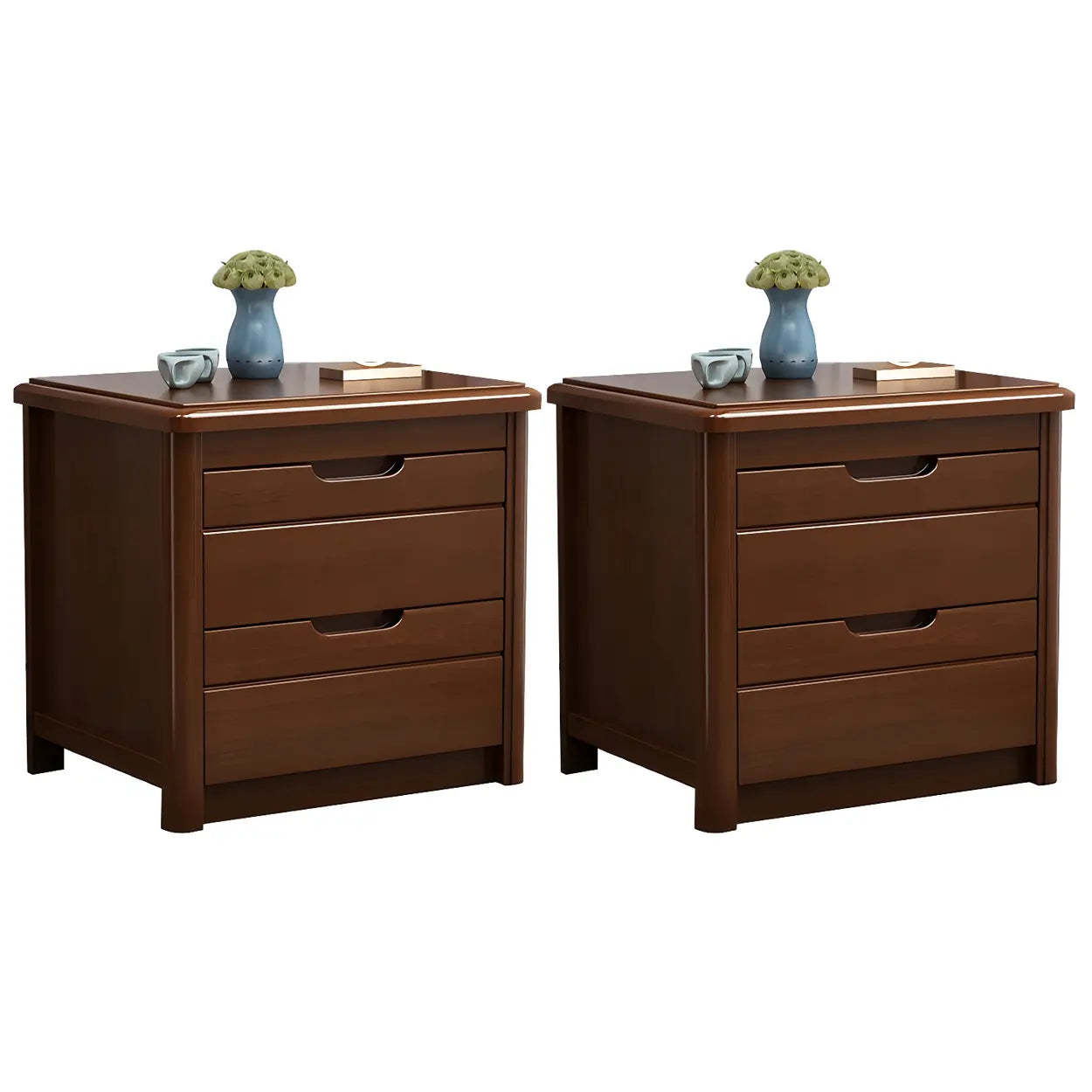 Classic Rectangular Wood Storage Nightstand — Natural / 1 Piece