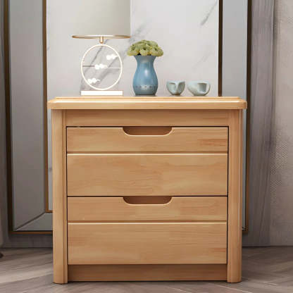 Classic Rectangular Wood Storage Nightstand — Brown / 1 Piece