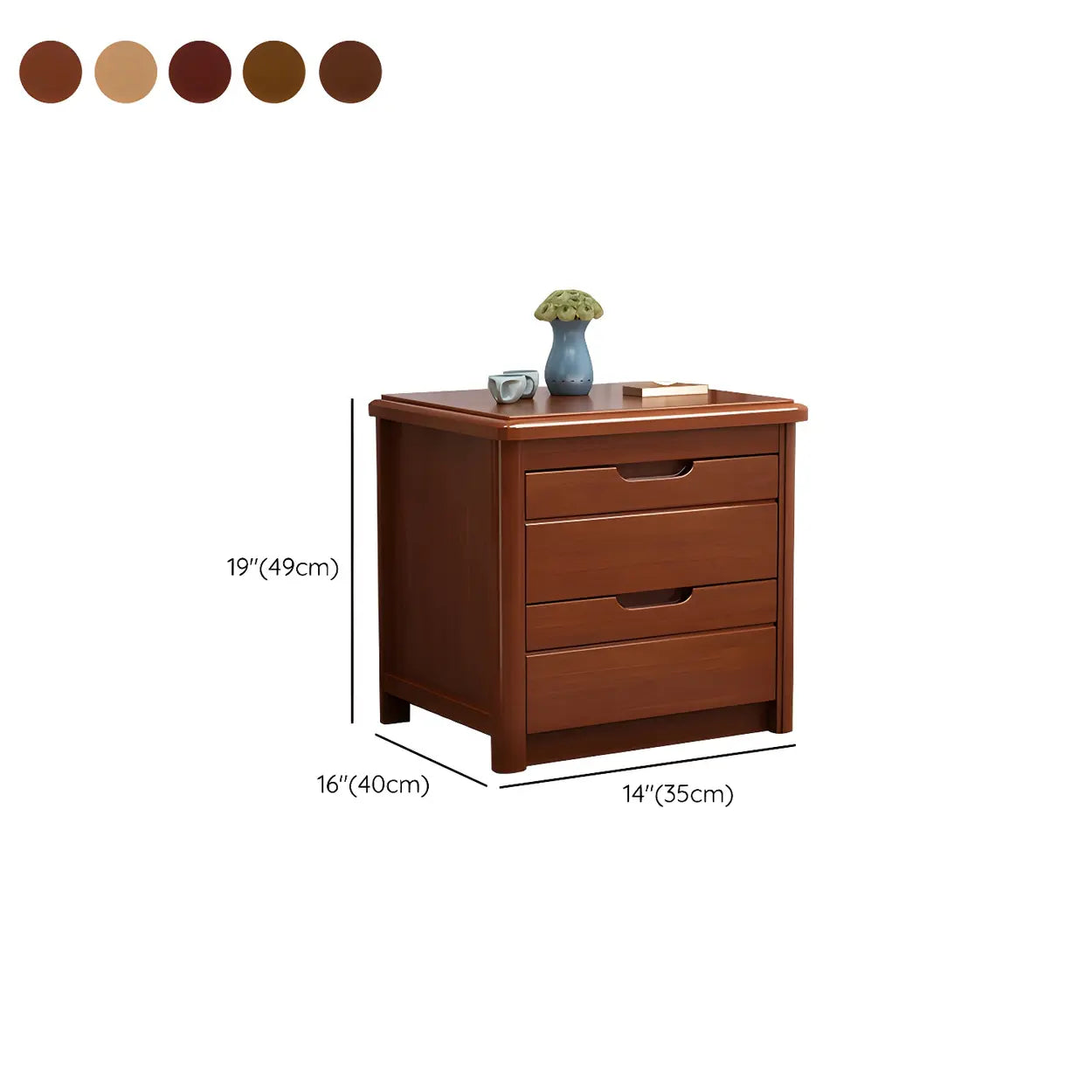 Classic Rectangular Wood Storage Nightstand — Brown / 1 Piece