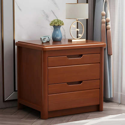 Classic Rectangular Wood Storage Nightstand — Brown / 2 Piece Set