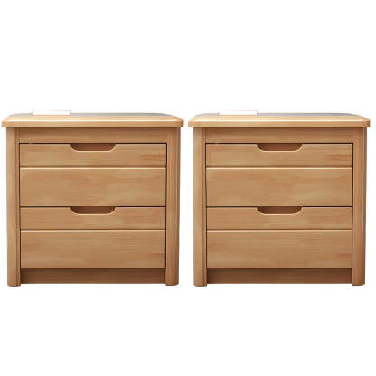 Classic Rectangular Wood Storage Nightstand — Medium Wood / 1 Piece