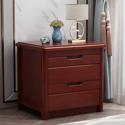 Classic Rectangular Wood Storage Nightstand — Natural / 1 Piece