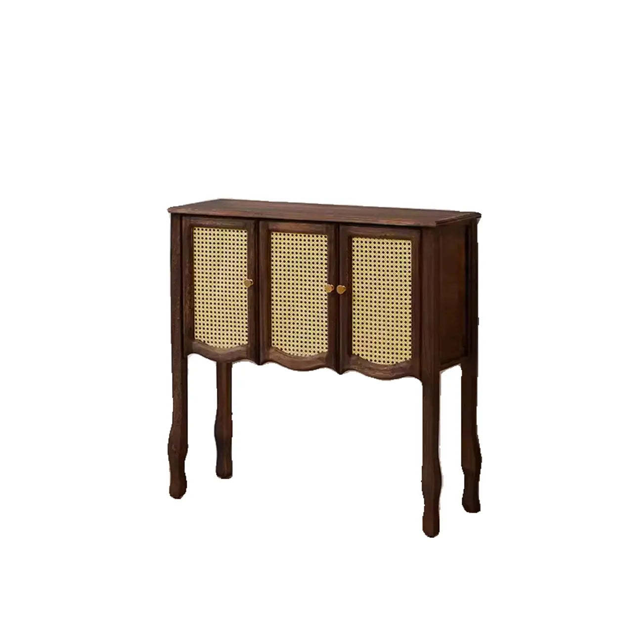 Classic Brown Wooden Storage Console Table — White