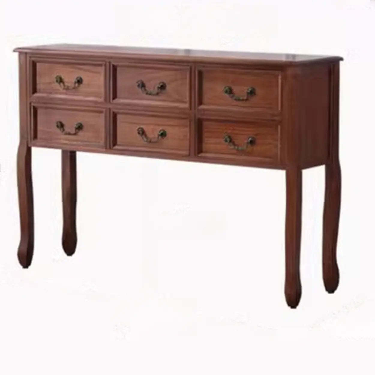 Classic Brown Wooden Storage Console Table — Dark Walnut