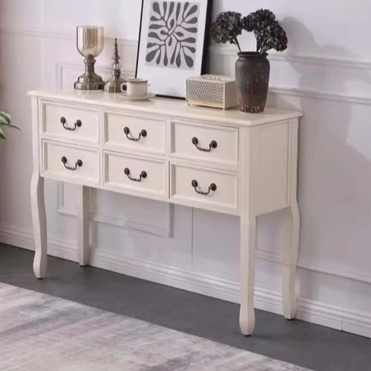 Classic Brown Wooden Storage Console Table