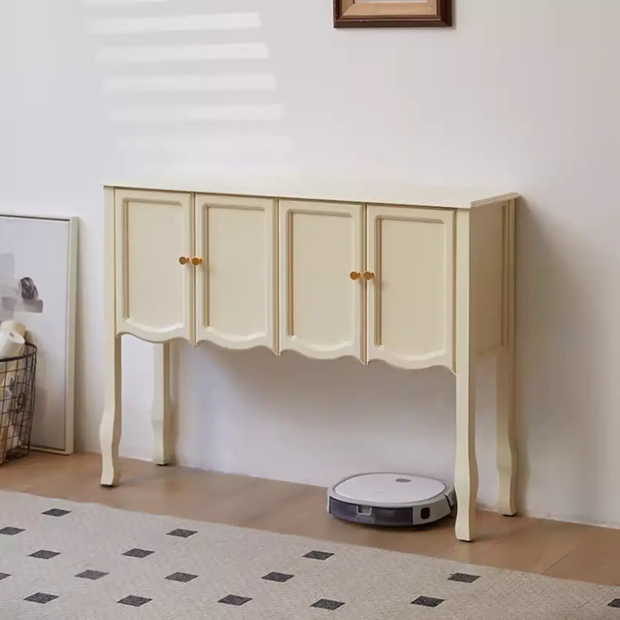 Classic Brown Wooden Storage Console Table