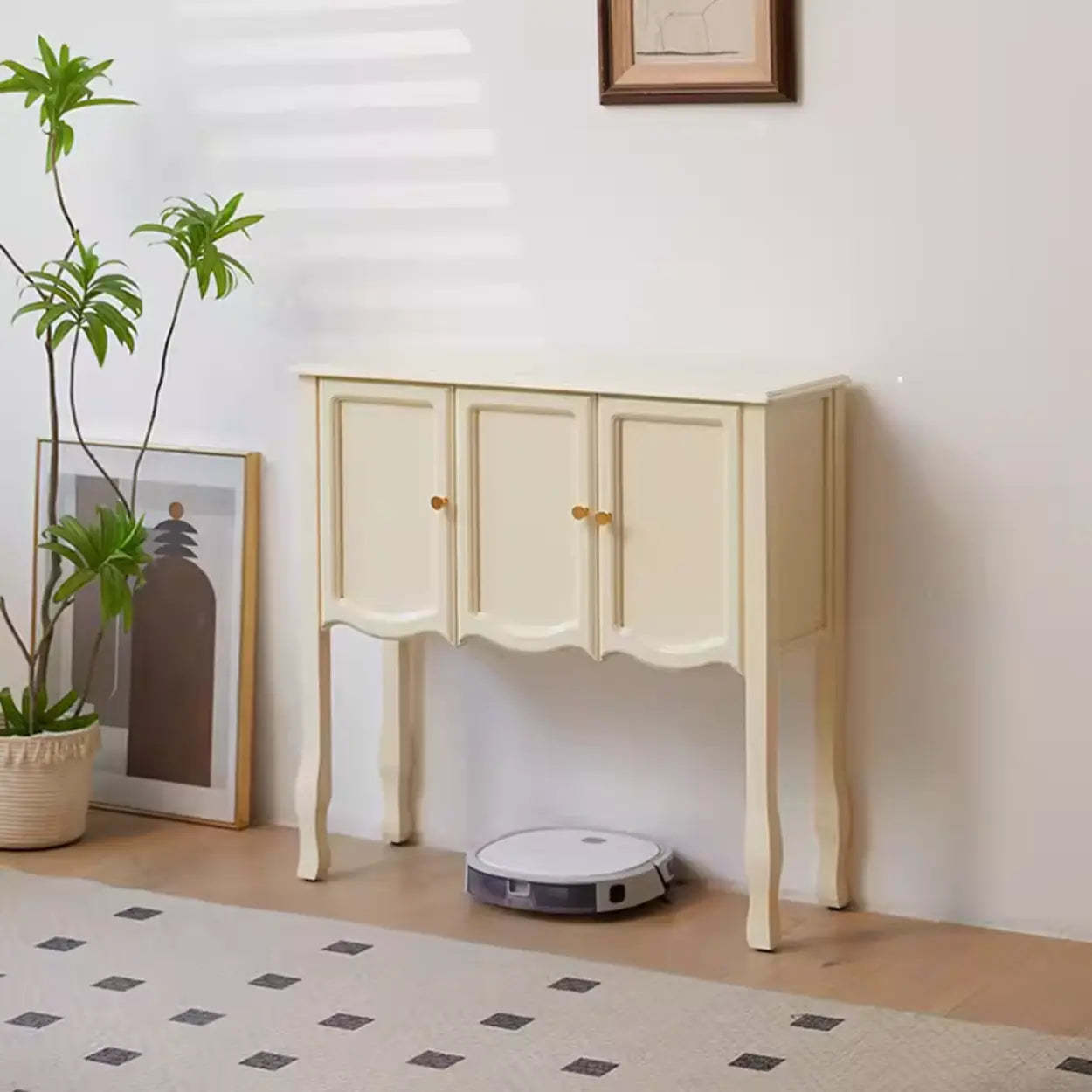 Classic Brown Wooden Storage Console Table