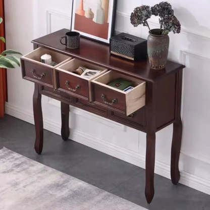 Classic Brown Wooden Storage Console Table