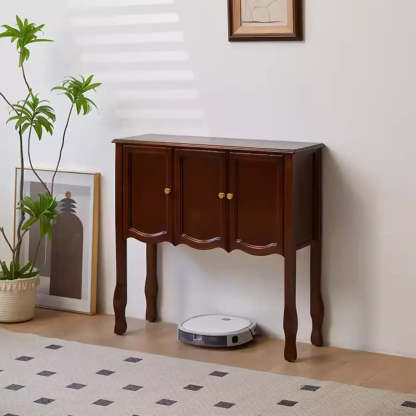 Classic Brown Wooden Storage Console Table