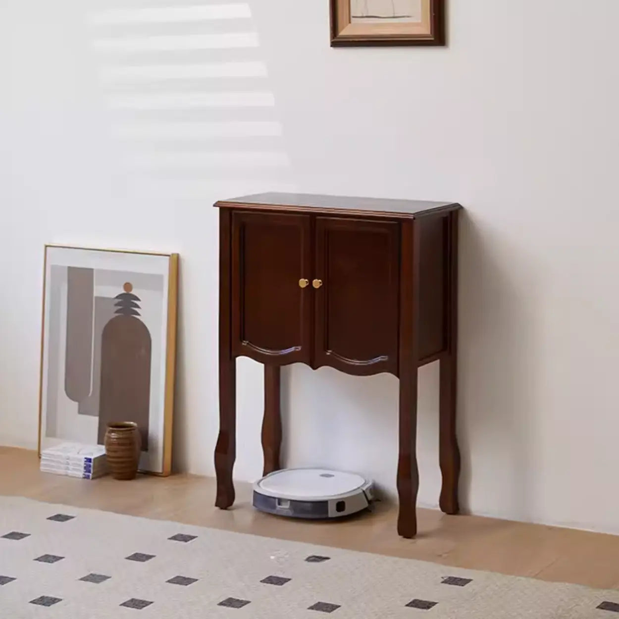 Classic Brown Wooden Storage Console Table