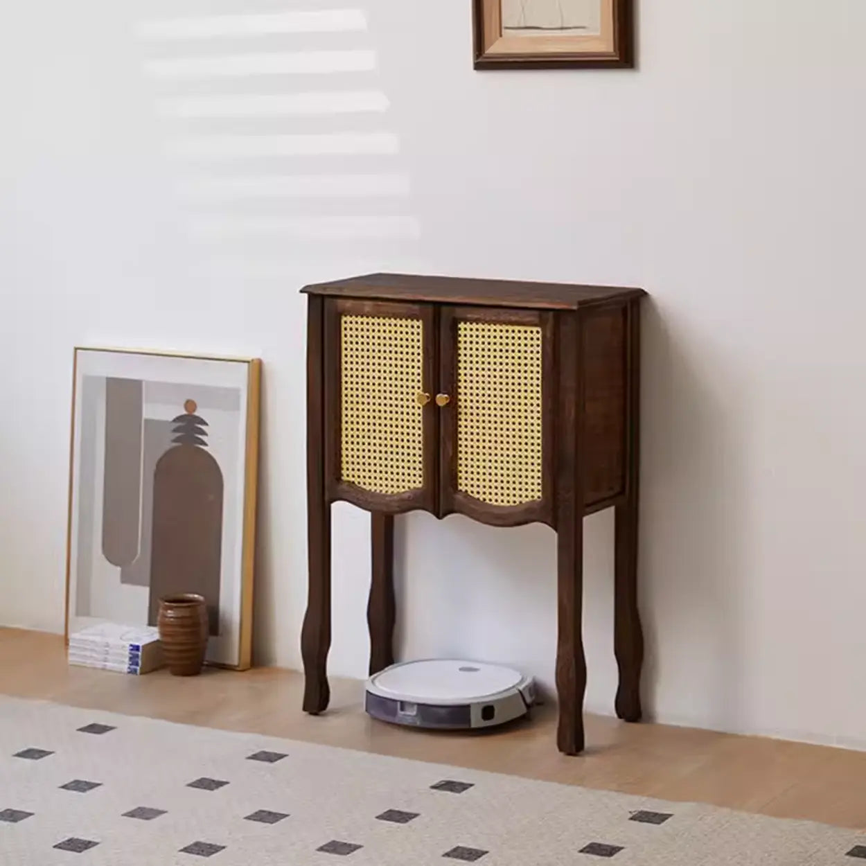 Classic Brown Wooden Storage Console Table