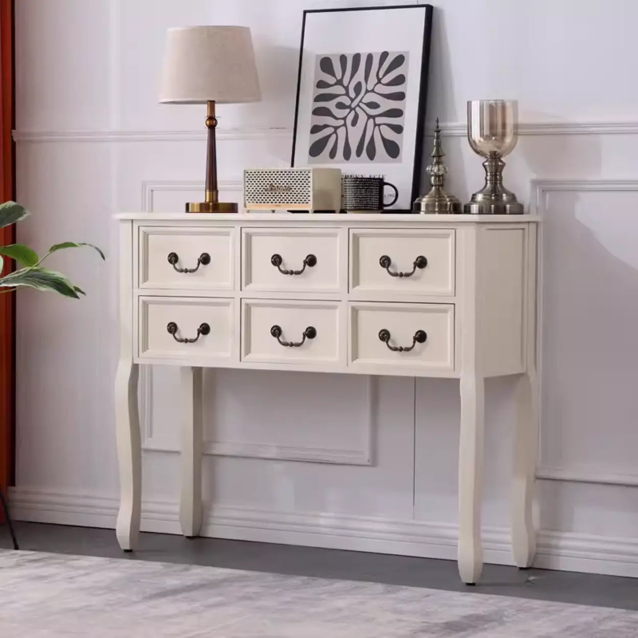 Classic Brown Wooden Storage Console Table — Brown