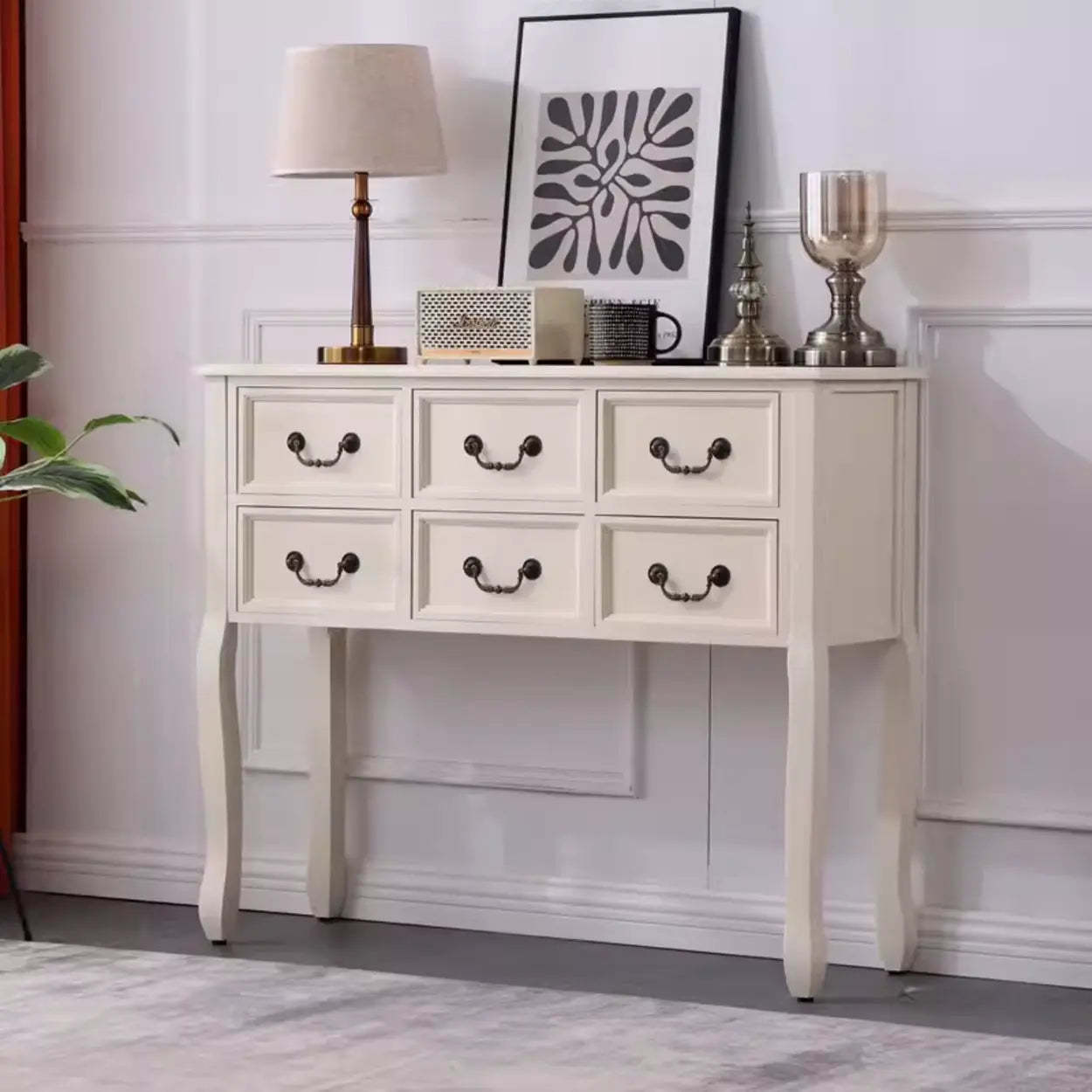 Classic Brown Wooden Storage Console Table — Brown