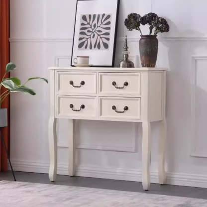 Classic Brown Wooden Storage Console Table — Dark Walnut
