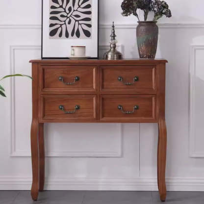 Classic Brown Wooden Storage Console Table — Brown