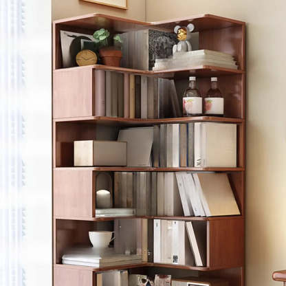 Rubberwood L-Shape Tall Corner Bookcase