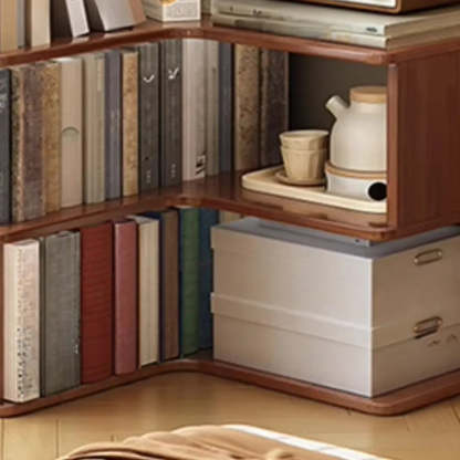 Rubberwood L-Shape Tall Corner Bookcase