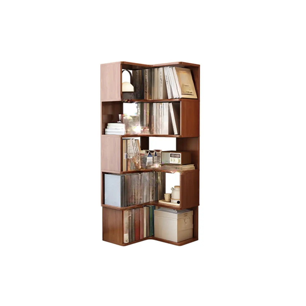 Rubberwood L-Shape Tall Corner Bookcase