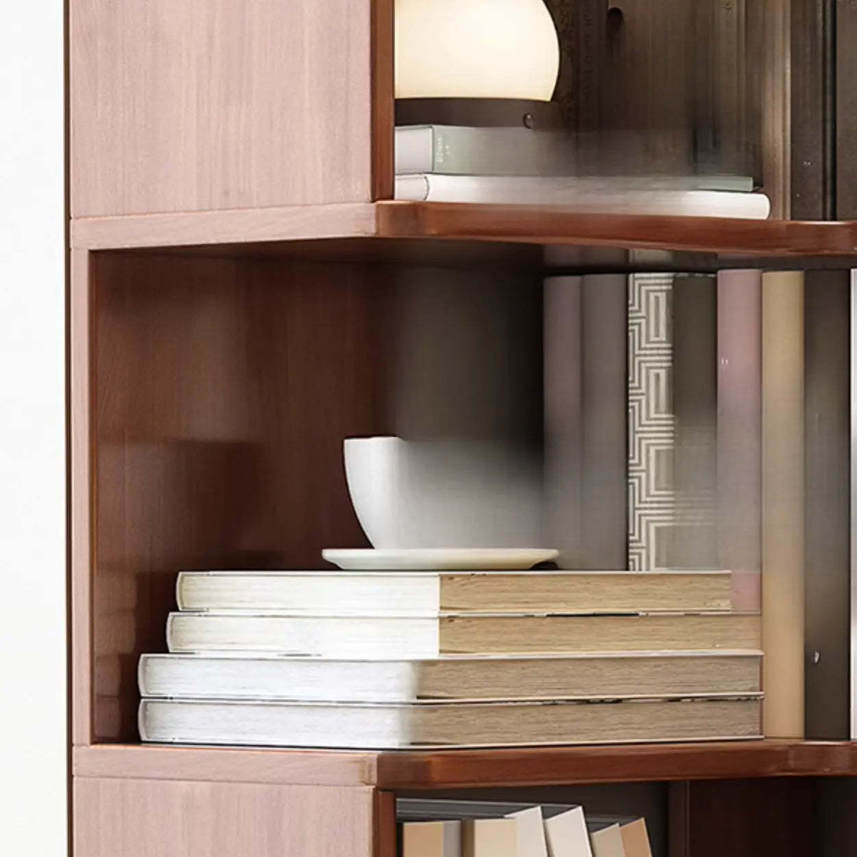 Rubberwood L-Shape Tall Corner Bookcase
