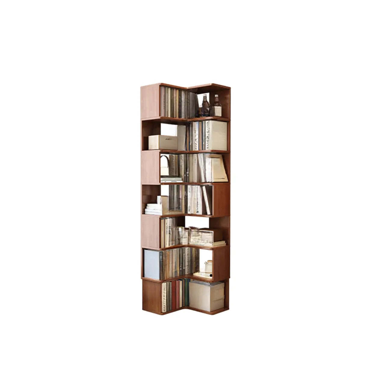 Rubberwood L-Shape Tall Corner Bookcase